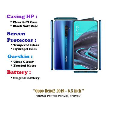 Oppo Reno2 2019 - 6.5 inch - Case - Screen Protector - Battery - Dll Clear Hard Case
