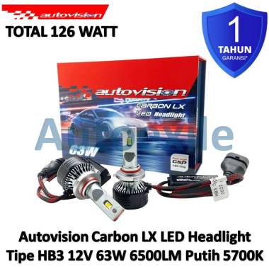 Autovision Carbon LX LED Headlight HB3 9005 12V Putih White Original Garansi Lampu Depan Mobil High 