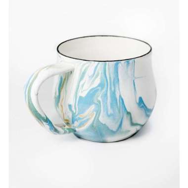Chefina Marble Mug Belly 8 cm kapasitas 0,4 Liter | Mug Belly enamel