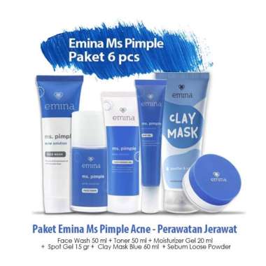 Paket Lengkap Skincare Emina Ms Pimple Murah 6 pcs - 6 in 1