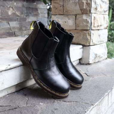 VERISH Chelsea boots pria hitam sepatu boots tanpa tali sepatu boots docmart Boston Footwear sepatu 