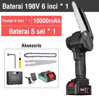 Cordless Chainsaw Mini Chainsaw 6 inci 198V/1baterai