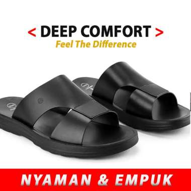 HM40 SANDAL PRIA SLIDE HUSH PUPPIES ORIGINAL SENDAL KULIT ASLI ORI HITAM BLACK