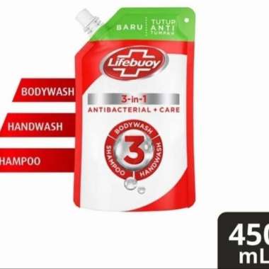 Lifebuoy Body Wash 3 in 1 Antibacterial 450ml - Sabun Mandi Cair Refill 450 ML