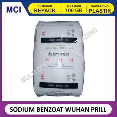 SODIUM BENZOATE WUHAN PRILL HITAM PENGAWET MAKANAN FOOD GRADE 100 GR