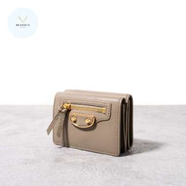 BALENCIAGA Mini wallet metalic edge ghw Gris Taupe - 100% Authentic