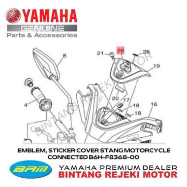 EMBLEM, STICKER COVER STANG MOTORCYCLE CONNECTED B6H-F8368-00