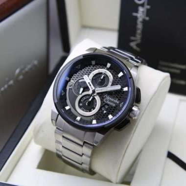 JAM TANGAN PRIA ALEXANDRE CHRISTIE AC 6618 / AC6618 RANTAI ORIGINAL SILVER BLACK