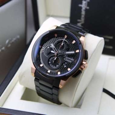 JAM TANGAN PRIA ALEXANDRE CHRISTIE AC 6618 / AC6618 RANTAI ORIGINAL ROSEGOLD BLACK