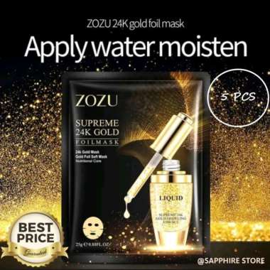 ORI (ISI 5PCS) Masker Wajah Zozu Supreme 24K Gold Facial Sheet Mask / Masker Wajah Emas Korea/Masker