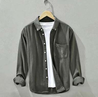Style Pria Kekinian Baju Pria Terbaru Kemeja Polos Lengan Panjang M Grey