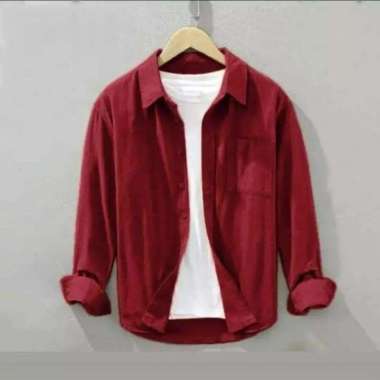 Style Pria Kekinian Baju Pria Terbaru Kemeja Polos Lengan Panjang M Maroon