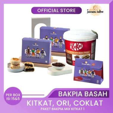 [ 3 BOX ] PAKET BAKPIA SPECIAL KITKAT 1 (KITKAT, ORI, COKLAT) - BAKPIA JUWARA SATOE