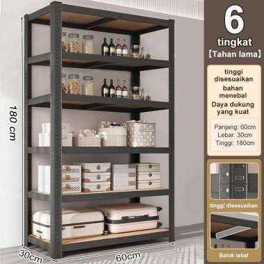 Rak Besi Siku 5 susun Rak gudang 6L(40-120-180)Hitam