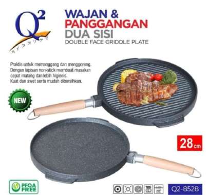 Panci Wajan dan Panggangan BBQ Grill Dua Sisi 2 Marble 28 CM Q2 8528