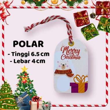 Hang Tag Natal Bentuk Karekter Lucu Gift Label Hampres, Isi Polar
