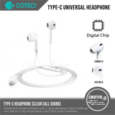 COTEetCI Earphone USB-C Universal Type C Headset Wired Headphone In-Ear Call Standard