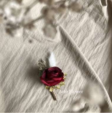 KORSASE BUNGA ARTIFICIAL MAWAR BUNGA JAS PRIA GROOMS FLOWER - Maroon