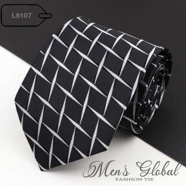 DASI PRIA LEBAR 8 CM KANTOR WEDDING STRIP NAVY HITAM MERAH CASUAL - L8107