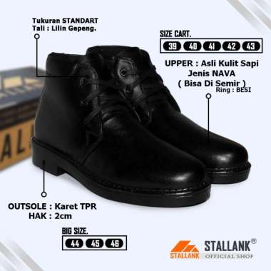 SPV X STALLANK || Sepatu PDH Pria Asli Kulit 45 Hitam