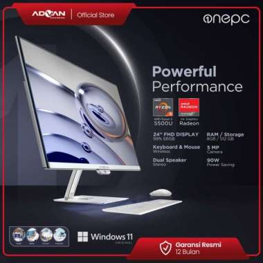 Advan All In One PC AIO OnePC AMD Ryzen 5 5500 U 8GB/512GB Windows 11