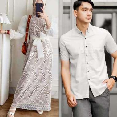 Cp Luis Size M Couple Muslim Pasangan Maxy Dan Kemeja Koko Putih