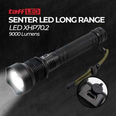 TaffLED Senter LED Long Range Zoom USB Recharge XHP70.2 9000 Lumens