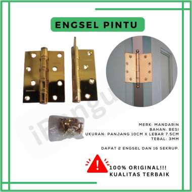 Engsel Pintu Stainless Tebal Bearing Mandarin 4" Kuningan | Engsel Pintu Emas