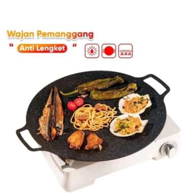 Alat pemanggang / Tempat pemanggang bulat BBQ Piring pemanggang 34cm