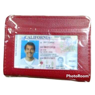 Dompet Card Holder Wallet Mini Resleting Tempat Kartu ATM Logam Mulia Merah