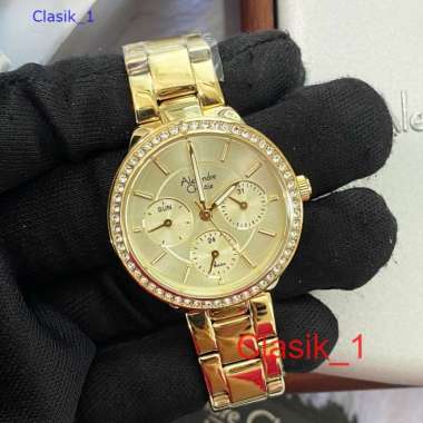 Original 100%!! Jam Alexandre Christie Wanita AC 2B24 AC2A24 Full Gold