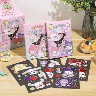 DIY PAINTING CARD USING DAZZLING PAPER STICKER CUTE CHARACTER mainan kreativitas tempel Srio Charact