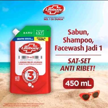 Lifebuoy Body Wash,Shampoo,Facewash 3in1 Antibacterial - Sabun Mandi - Sabun Cair
