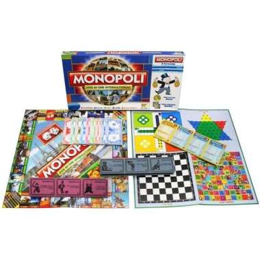Mainan Keluarga Monopoli 5 in 1 Ular Tangga Ludo Catur