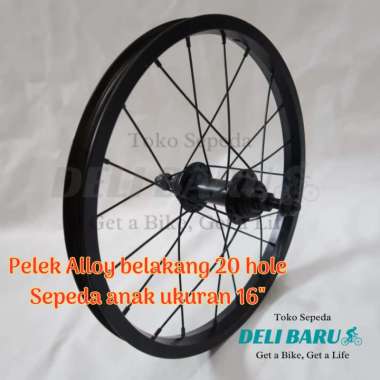 Pelek jadi Wheelset ukuran 16 Velg Alloy hitam BELAKANG sepeda anak, mini, lipat