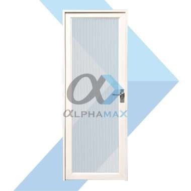 ALPHAMAX Clover - 70 FL Pintu Interior Aluminium + Fluted Glass Kaca Moru 70 x 195 cm Kiri Putih