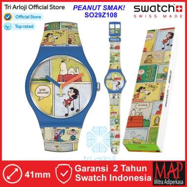 SWATCH SO29Z108 PEANUTS SMAK! Jam Tangan Pria Analog Original Limited Edition