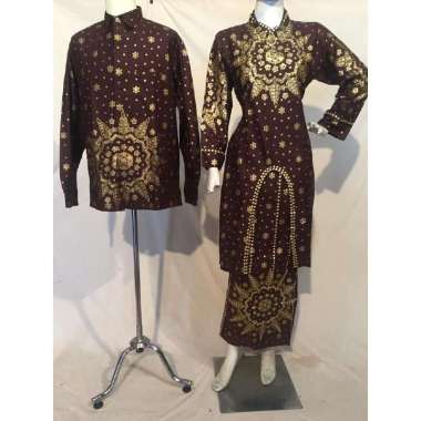 Songket Pash - Baju Batik Songket Pria Motif Matahari Cokelat | Single Dan Couple Baju Couple