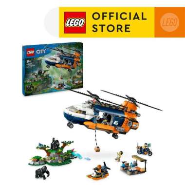 LEGO City 60437 Jungle Explorer Helicopter at Base Camp (881 Pieces), Mainan, Building Block, Toys