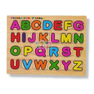 Puzzle Kayu Pengenalan Huruf Hijaiyah Huruf Alphabet Dan Angka - Mainan edukasi Anak - Mainan Kayu P