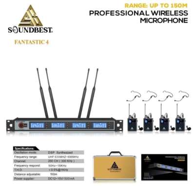 Mic Wireless 4 Clip On+4 Bando Headset Soundbest Fantastic 4 Original