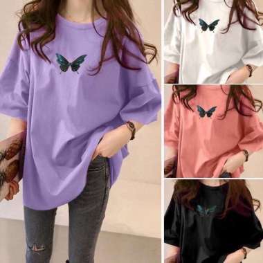 INSTANT TERMURAH Kaos Oversize Wanita Kupu (LD 106, P 63) Kaos kupu ~kupu Salem