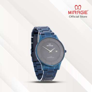 Mirage Jam Tangan Pria Analog 2 Jarum 8670 M Navy Original Stainless Plat Biru