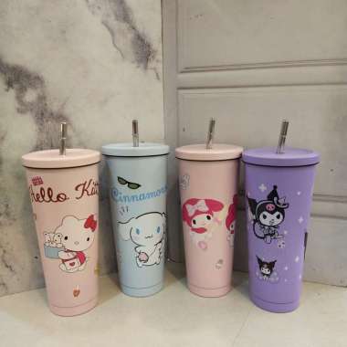 TUMBLER STAINLESS STEEL 517-1 KUROMI,CINNAMOROLL,KITTY,MELODY Kuromi