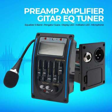 Prener-PM Preamp Amplifier Gitar EQ Tuner dengan Microphone LC-5 Amplifier Ampli Bekas Headphone Akustik Subwoofer Murah Guitar Distorsi Portable E IH Hitam