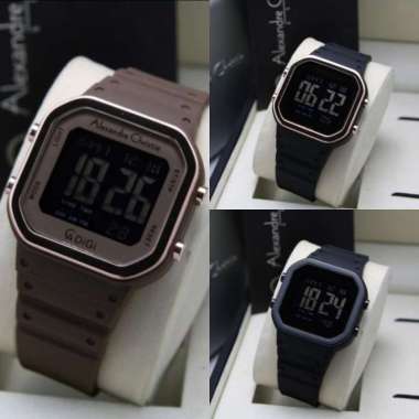 JAM TANGAN WANITA ALEXANDRE CHRISTIE AC 9347 AC9347 DIGITAL RUBBER ORIGINAL BROWN