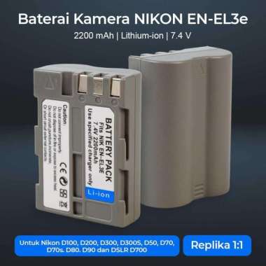 Baterai Kamera NIKON D100 D200 D300 D300S D50 D70 D70s D80 D90 D700 EN-EL3e (Replika 1:1) Drone Remo