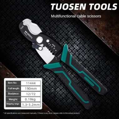 Tang Potong Tuosen 11444 Kupas Kabel Multifungsi Cable Stripping Pliers Wire Stripper HIJAU