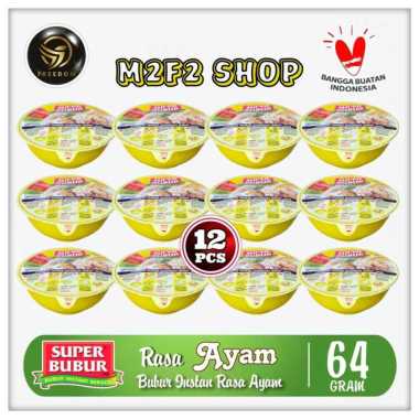 Bubur Instan Super Bubur Seduh Rasa Ayam | Mangkuk Cup - 64 gr (Kemasan 12 Pcs)