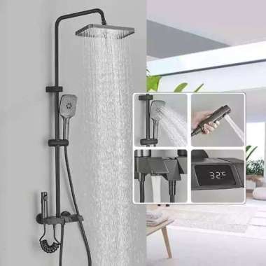 Tiang shower set keran shower piano panas dingin set grey LED